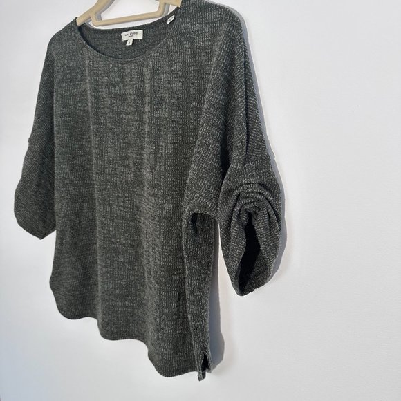 Dark Green Max Studio London Ribbed Quarter Sleeve Sweater (Small) - Picture 2 of 8